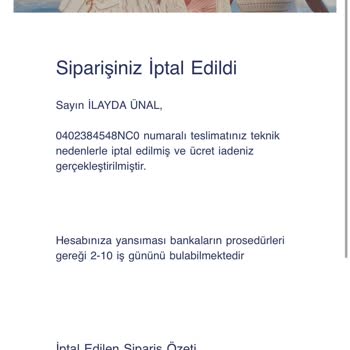 Siparişim İptal Edildi Ve Gecikti