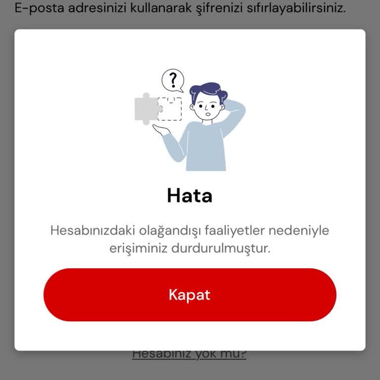 Passo Uygulamasında Hesap Engeli Sorunu