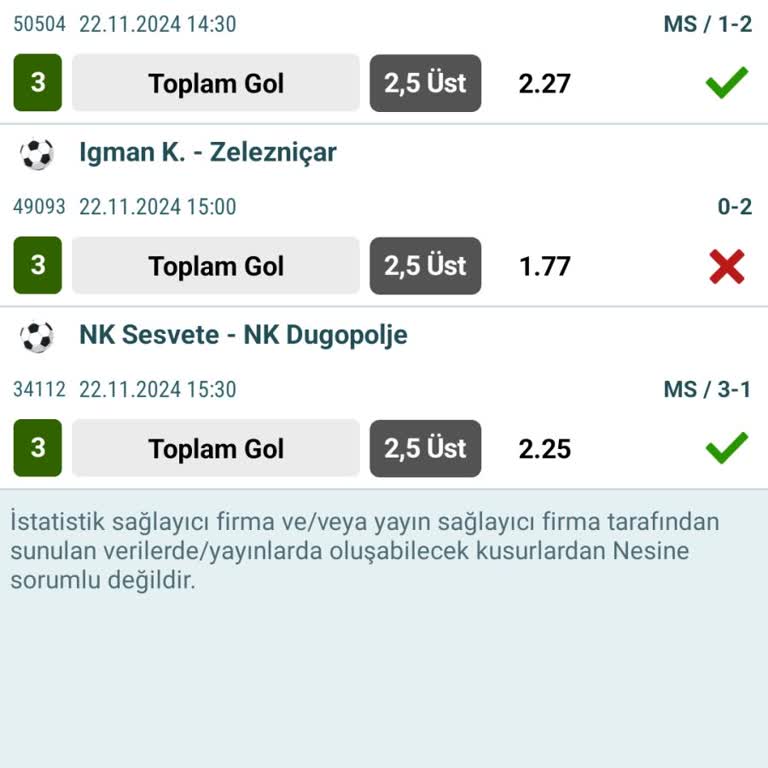 Nesine.com'da Hatalı Maç Değerlendirmesi