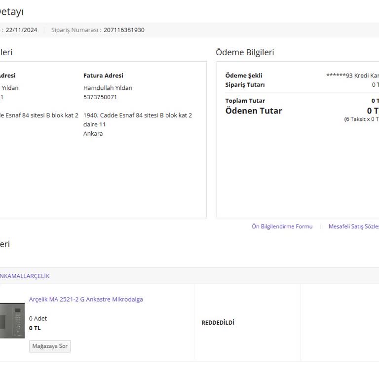 Yanıltıcı Stok Bilgisi Ve İptal Edilen Sipariş