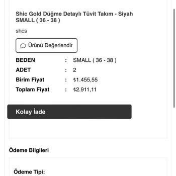 Eksik Gönderilen Sipariş: Tüvit Etek Ceket Takım