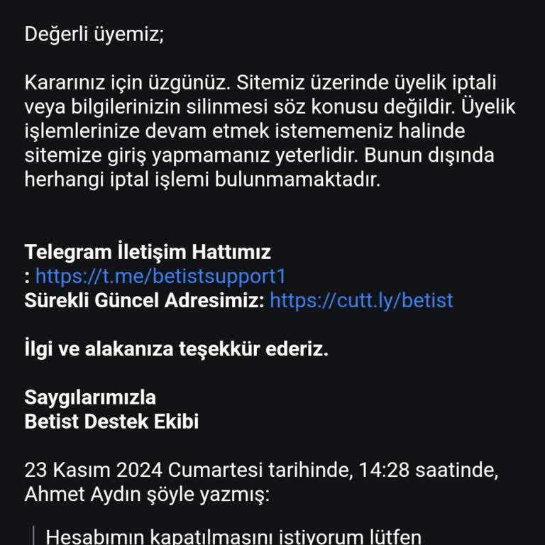 Hesap Kapatma Talebime Yanıt Alamıyorum