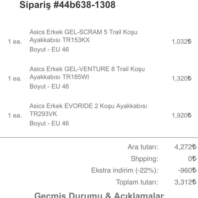 Asicsinturkiye.com'dan Sipariş Ettiğim Ayakkabılar Gelmedi
