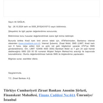 Yanıltıcı Kredi Kartı Limiti Ve Yetersiz Müşteri Hizmeti