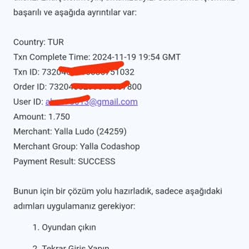 Ödeme Başarısız, Ürün Teslim Edilmedi