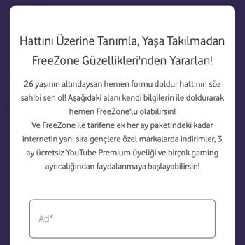 Vodafone FreeZone Kayıt Sorunu