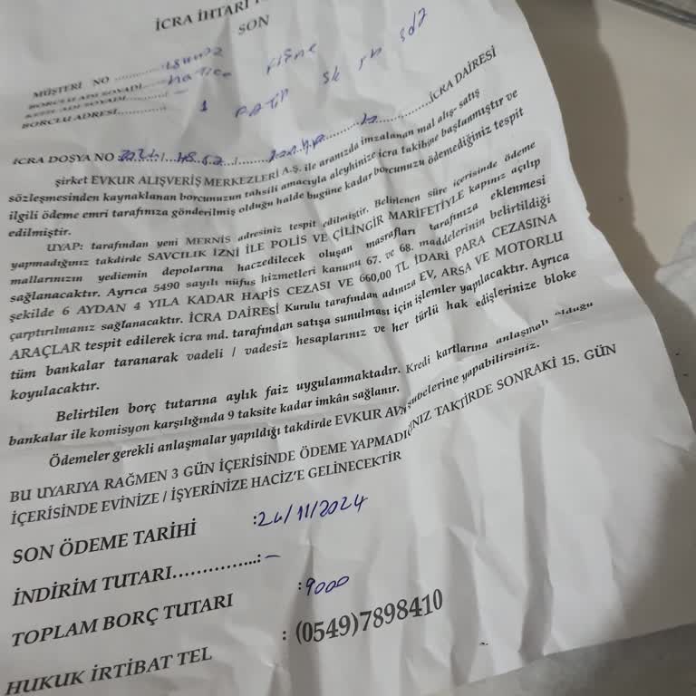 Evkur'un Yanıltıcı Tebligatları Ve Haksız İcra Tehditleri