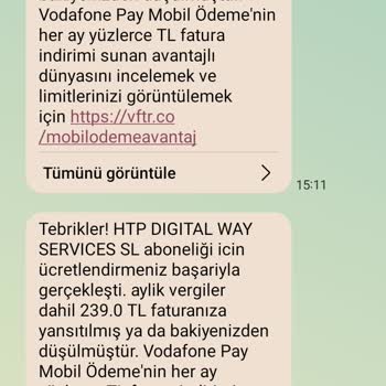 Vodafone Pay Üyelik Sorunu: Yanlış Ücretlendirme