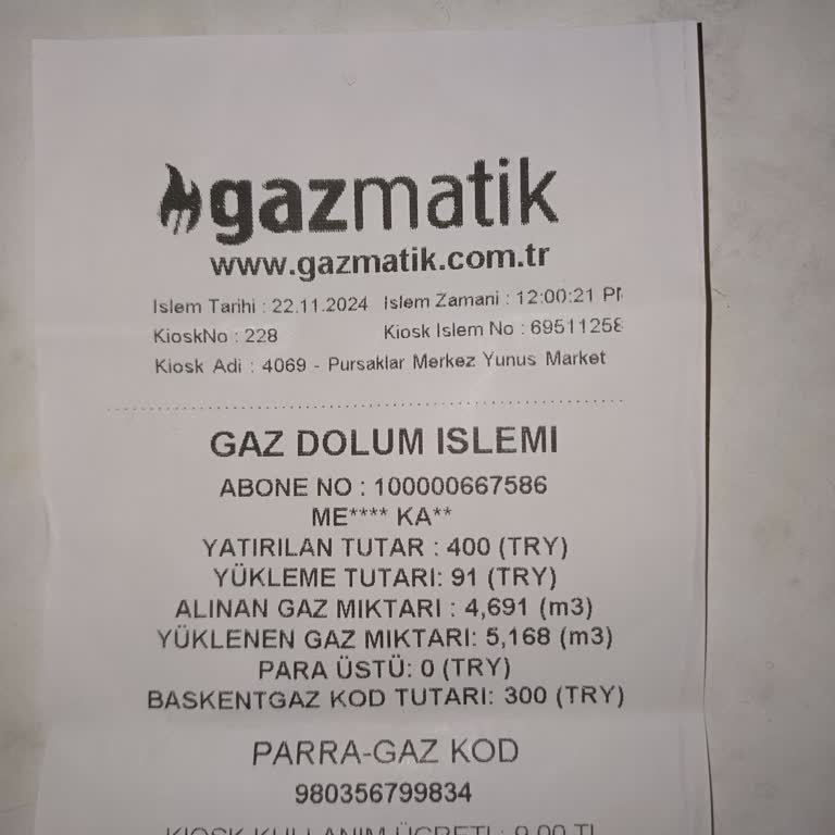 Gazmatik'te Kayıp Para Ve Yetersiz Gaz Yüklemesi