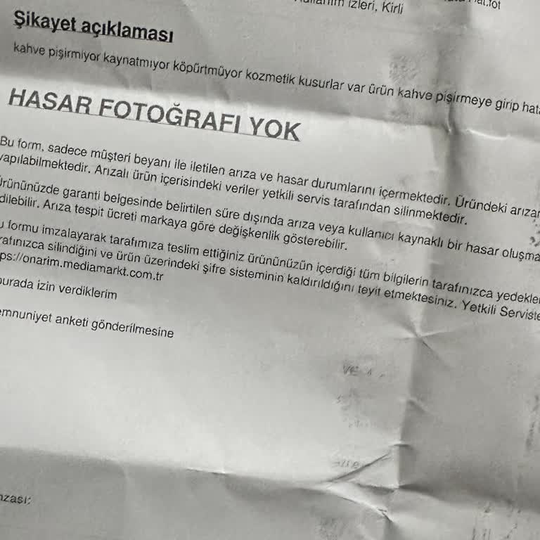 Arızalı Kahve Makinesi Ve İade Sorunu