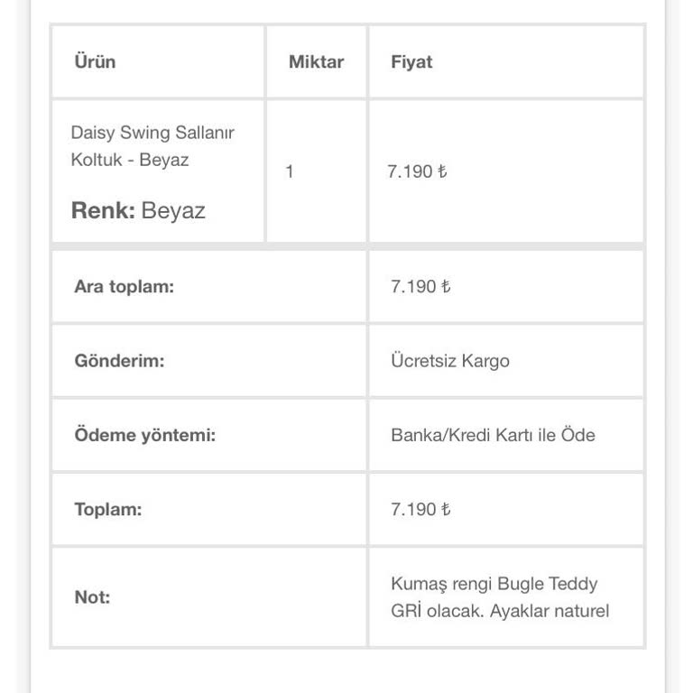 Emzirme Koltuğu Siparişinde Gecikme Ve İletişim Sorunları