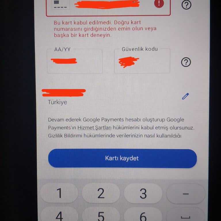 Kart Yükleme Sorunu: Doğru Bilgilere Rağmen Başarısız İşlem