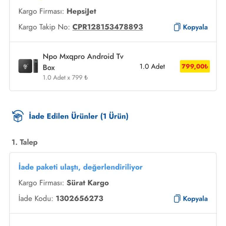 Cepte Şok'tan Alınan TV Box Sorunu Ve İade Süreci