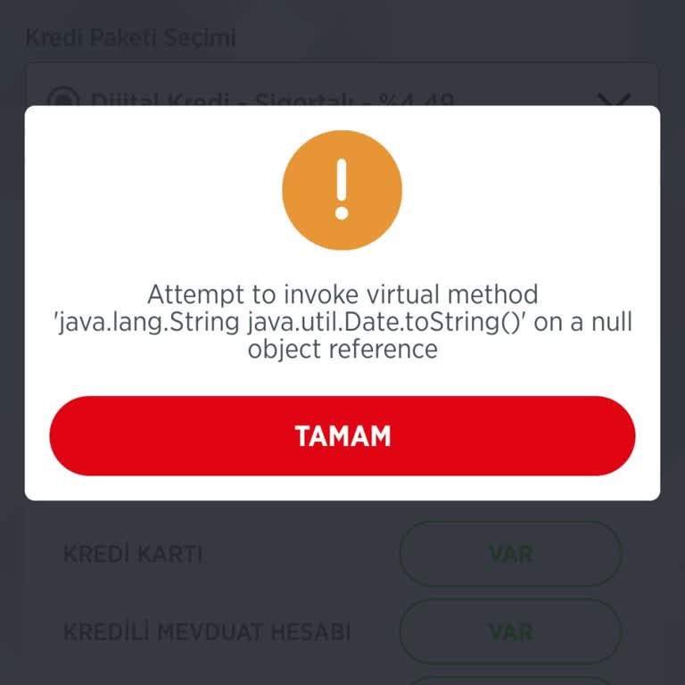Dijital Kredi Başvurusunda Hata Ve İşlem Sorunu