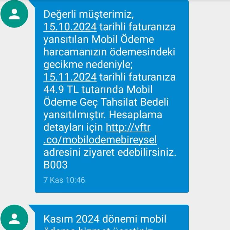 Vodafone Mobil Ödeme Hizmet Ücretleri Ve Gecikme Cezaları Hakkında Şikayet