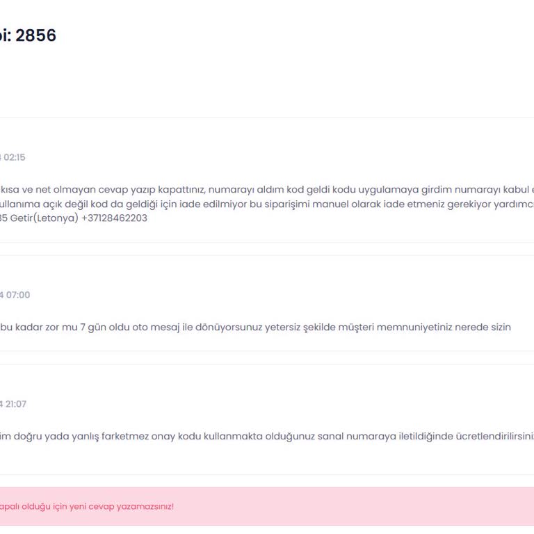 SMS Doğrulama Hizmetinde Stok Ve Destek Sorunları