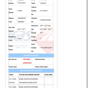 Aras Kargo İle Sürekli Yaşanan Teslimat Sorunları