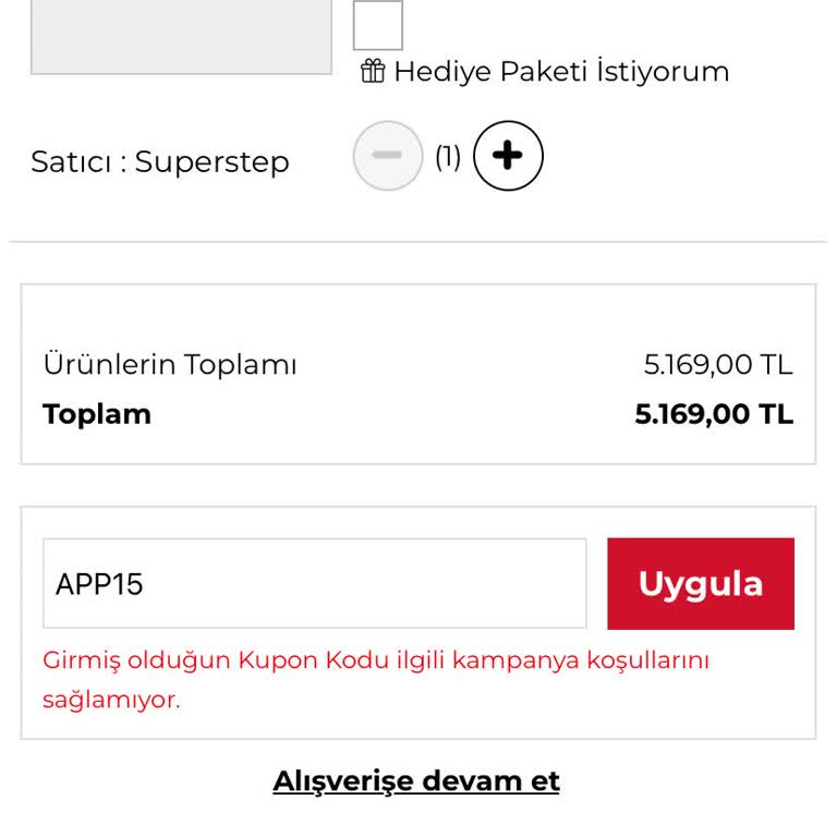 İndirim Kodu Sorunu: APP15 Geçersiz