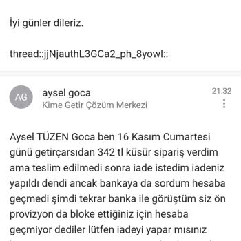 Getir'den Sipariş İadesi Sorunu Ve Çözüm Beklentisi