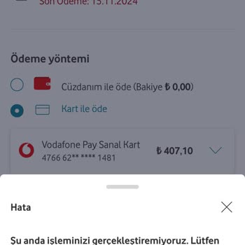 Vodafone Pay İle Fatura Ödeme Sorunu