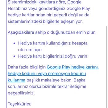 Turkcell Pasaj'dan Alınan Geçersiz Google Play Kodu Mağduriyeti