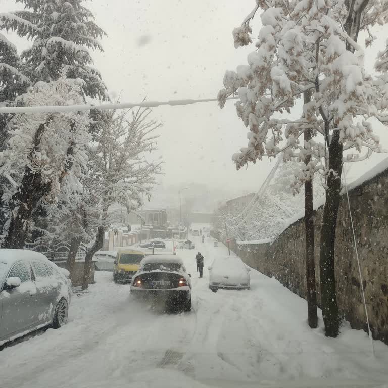 Kar Yağışı Yüzünden Restoran Önünde Mahsur Kaldık