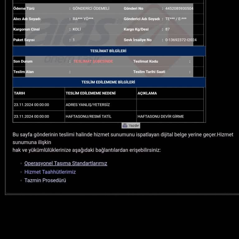 Aras Kargo'nun Teslimat Sorunu Ve Müşteri Hizmetleri Eksikliği