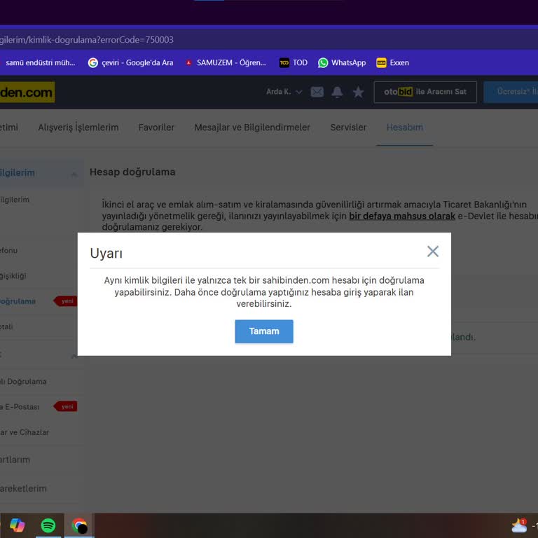 E-Devlet Onaylı Sahibinden Hesap Sorunu Ve Müşteri Hizmetleri Engeli