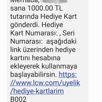 LCW Dijital Hediye Kartı Bilgileri Gönderilmiyor