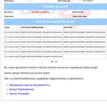 Aras Kargo'nun Teslimat Gecikmesi Mağduriyeti