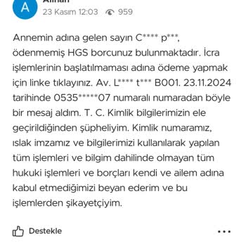 Hatalı HGS Borcu Ve Yanıltıcı Mesaj