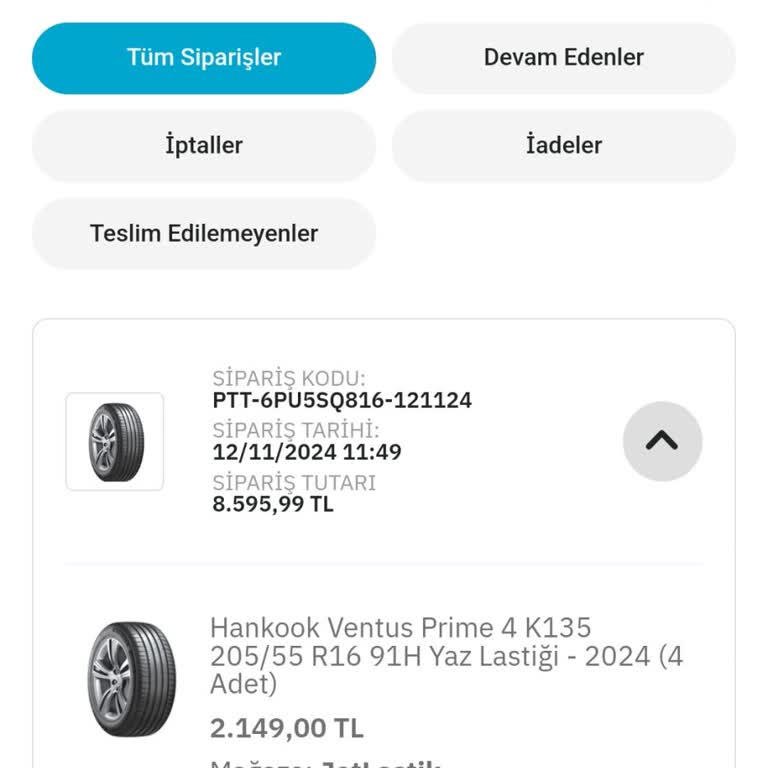 Epttavm'den Hankook Lastik Alımında Mağduriyet