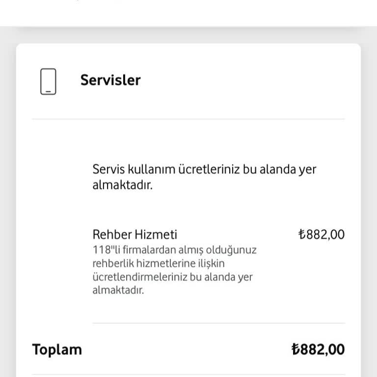 Vodafone Bugün Telefon Faturam Da Ücret Kesildiğini Gördüm