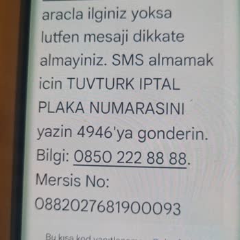 Yanlış Plaka Mesajı: Tüvtürk'ten Gelen Hatalı Bildirim