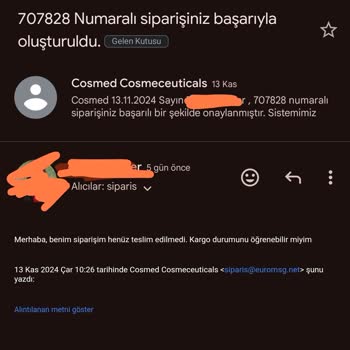 Cosmed'den Sipariş Verdim, Ürün Teslim Edilmedi Ve İletişim Kurulamıyor