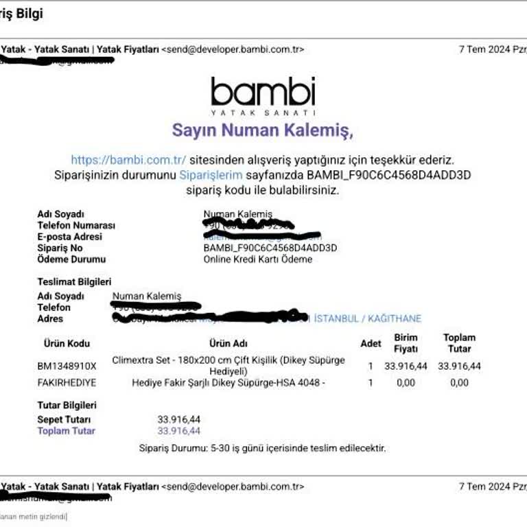 Bambi'den Alınan Ürün Eksik Teslim Edildi: Dikey Süpürge Hala Gelmedi