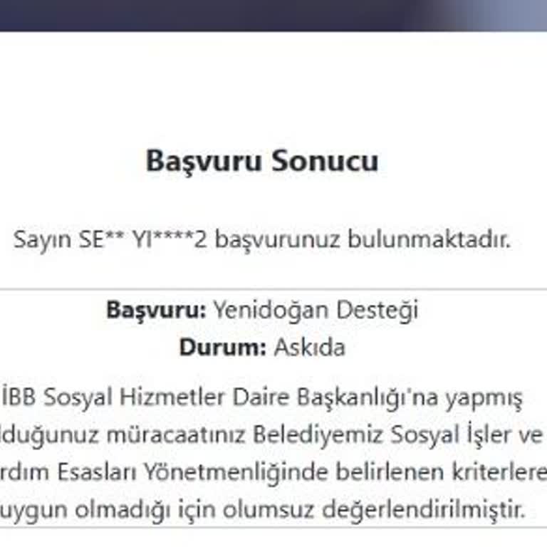 Yenidoğan Destek Paketi Başvurusunun Hızlı Ve Anlamsız Reddi