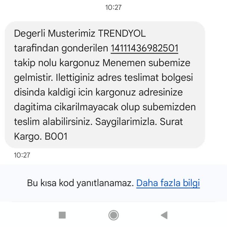 Sürat Kargo'nun Teslimat Bölgesi Sorunu