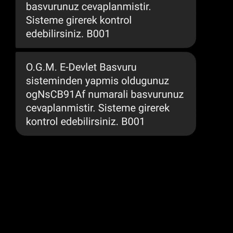 Yanlış Gönderilen Mesaj: OGM Başvuru Bildirimi