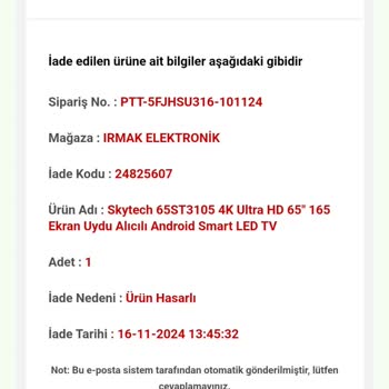 Hasarlı Televizyon Ve Geciken İade Süreci Mağduriyeti