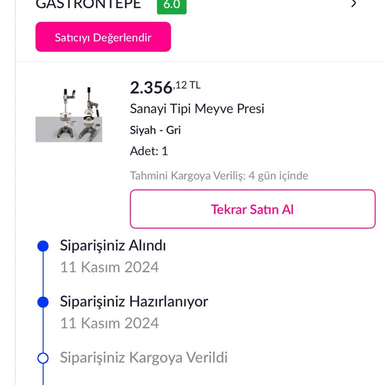 Narenciye Sıkacağı Siparişimde 14 Günlük Gecikme