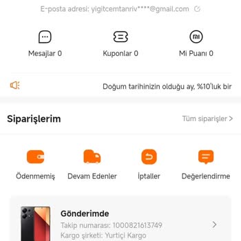 Xiaomi Siparişimde Hatalı Takip Numarası Ve Yanlış Bilgilendirme