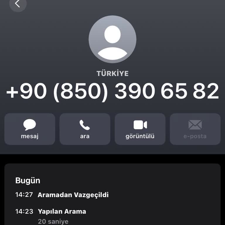 08503906582 Numaradan Tarafıma Gelen Şüpheli Arama!