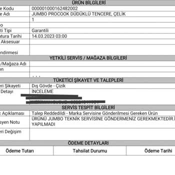 Jumbo Düdüklü Tencere Servis Karmaşası