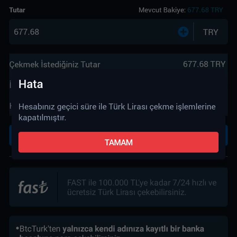 BTCTurk Platformunda Haksız Para Çekim Engeli