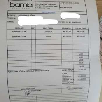 Bambi Yatakta Yaşanan Sorunlar Ve Müşteri Memnuniyetsizliği