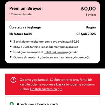 Geçersiz Spotify Premium Kodu Sorunu
