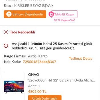 Trendyol'dan Aldığım TV'nin İade Sorunu