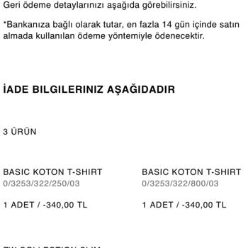 Zara Online'da Eksik İade Sorunu