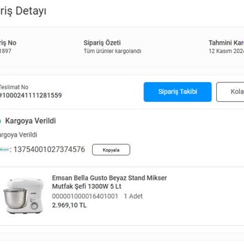 Emsan'dan Sipariş Edilen Ürün Teslim Edilmiyor